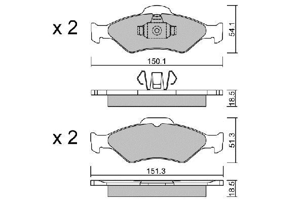 Jeu de 4 plaquettes de frein AISIN ref. BPFO-1012